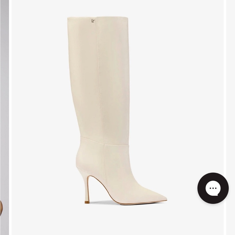 Larroude Cream Heeled Boots Knee-High Stiletto
NWT